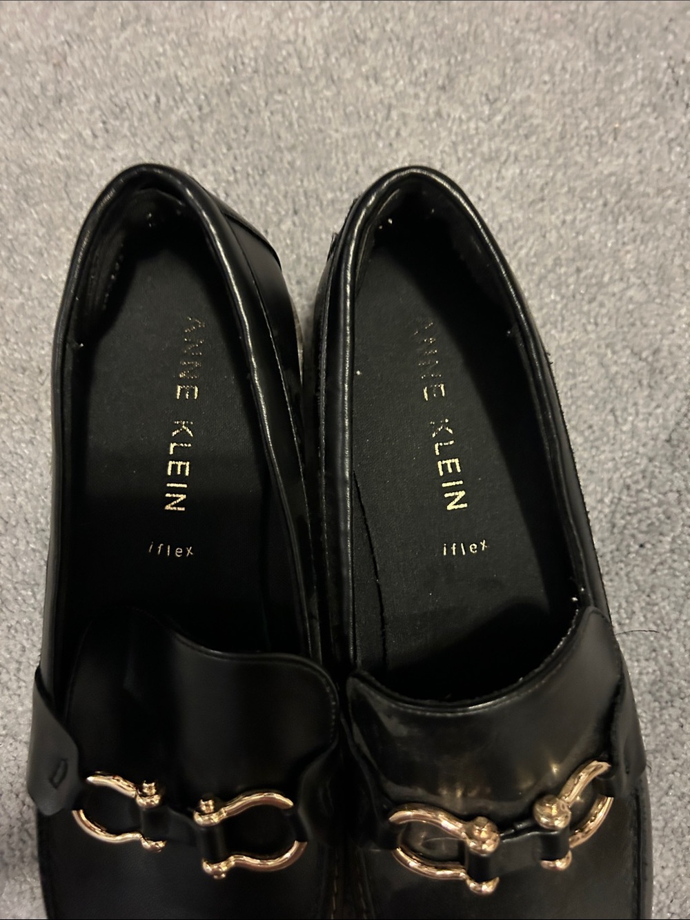 Calvin Klein Black Leather Loafers with Gold Hardware - Picture 3 of 6